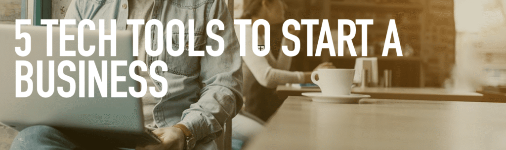 image with text "5 business software to start a business"