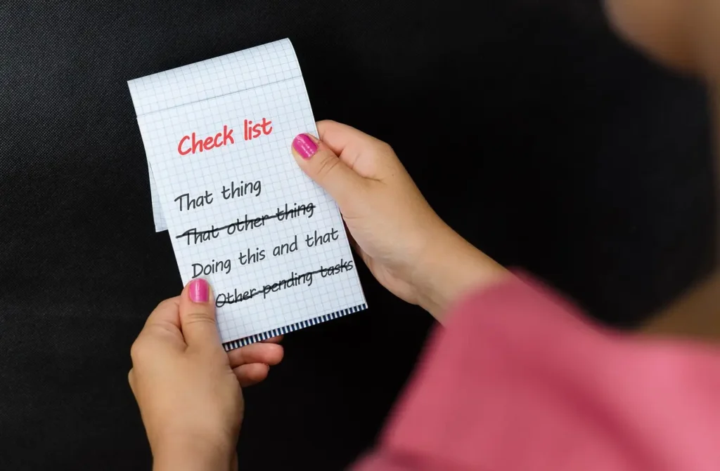time management tip: create a checklist on what you want to accomplish for the day
