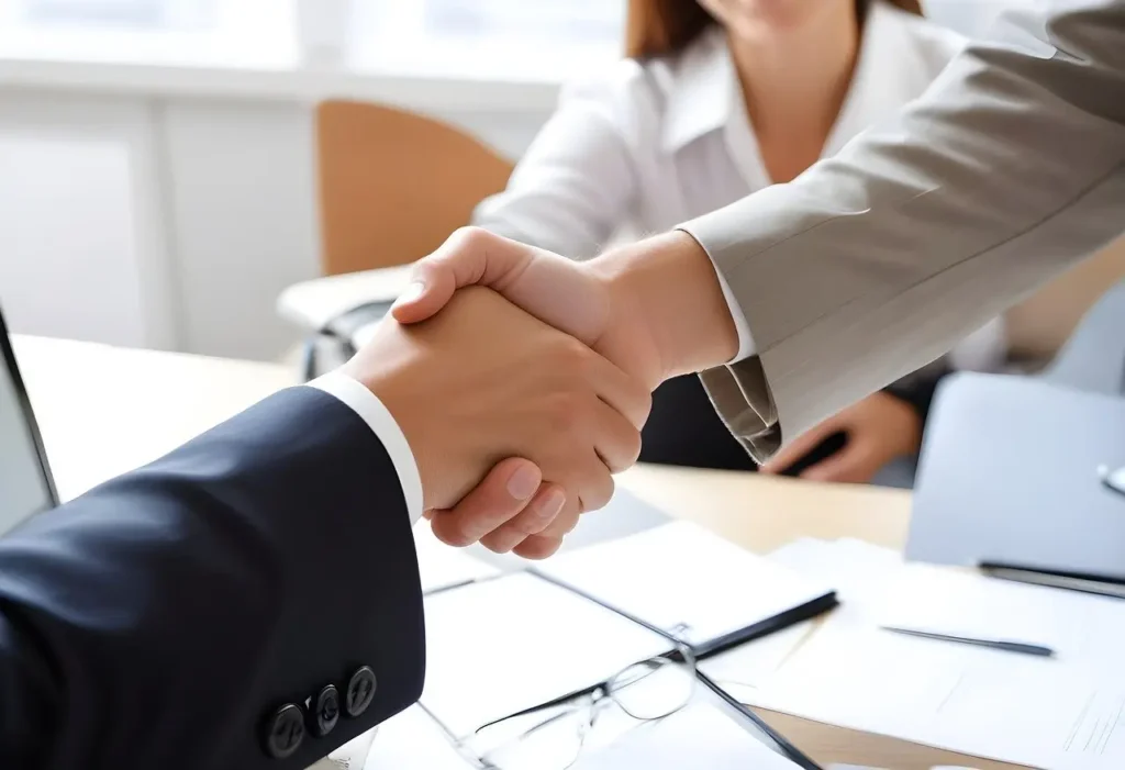 businessment shaking hands to seal a business acquisition deal