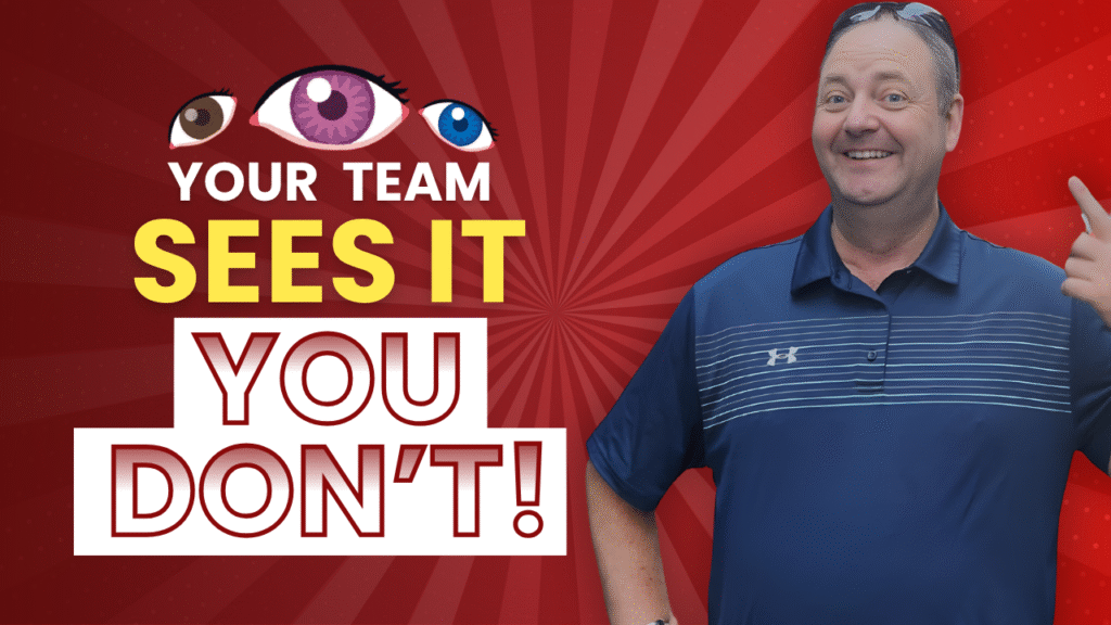 image with text: "your team sees it, you don't!"